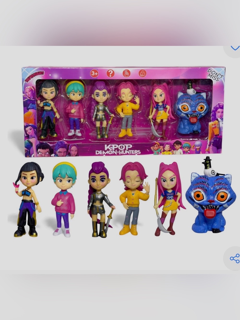 KPOP Demon Hunters 6Figure Kids Toy Set - Pink, Purple & Blue